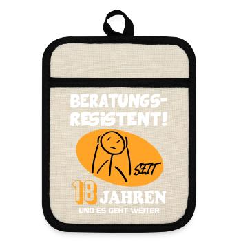 Comic Geburtstag 18 Jahre Happy Birthday - Topflappen mit Gummirückseite - Leinen/Schwarz  - Vorne