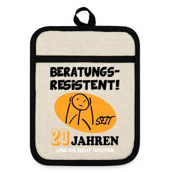 Comic Geburtstag 20 Jahre Happy Birthday - Topflappen mit Gummirückseite - Leinen/Schwarz  - Vorne