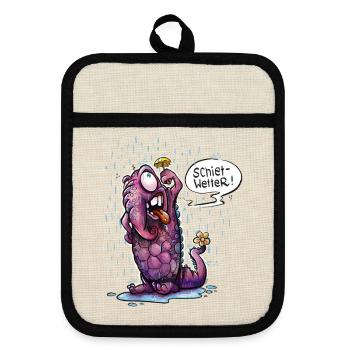 Schietwetter Monster - Topflappen mit Gummirückseite - Leinen/Schwarz  - Vorne
