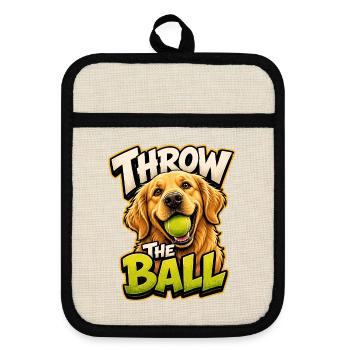 Golden Retriever - Topflappen mit Gummirückseite - Leinen/Schwarz  - Vorne