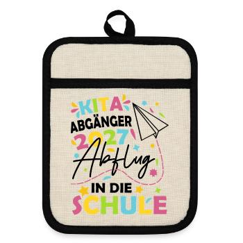 Kita Abgänger 2027 - Topflappen mit Gummirückseite - Leinen/Schwarz  - Vorne