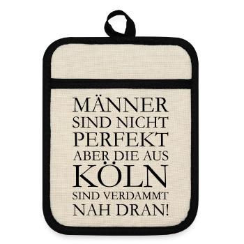 Männer aus Köln - Topflappen mit Gummirückseite - Leinen/Schwarz  - Vorne