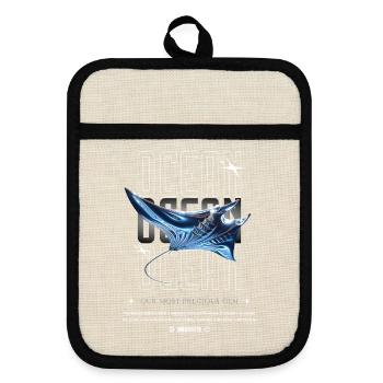 Ocean Manta Precious Treasure - Pot holders with rubber back - linen/black  - Front