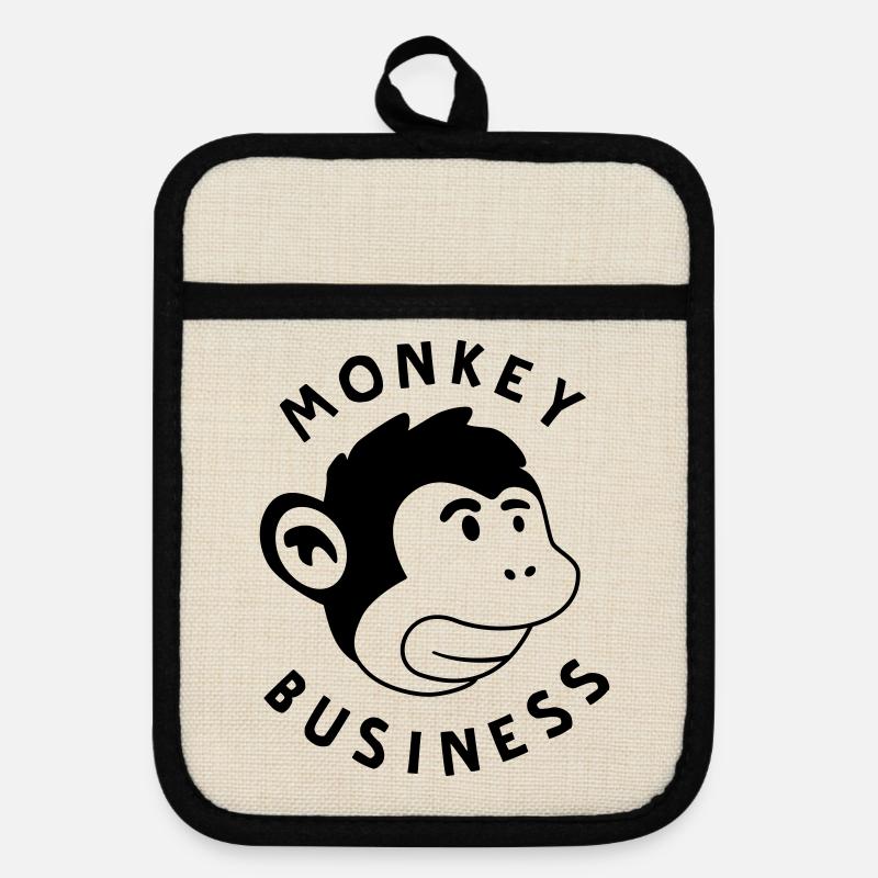 Monkey Business – Monkey Strong Graffiti Jungle - Pot holders with rubber back - linen/black 