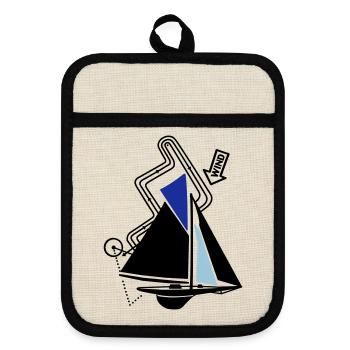 Classic Sailing Yacht Regatta Course Sailboat Yacht - Pot holders with rubber back - linen/black  - Front
