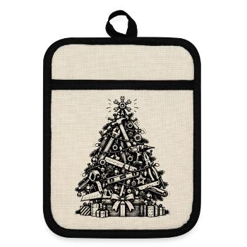 Weihnachtsgeschenk für Heimwerker - Topflappen mit Gummirückseite - Leinen/Schwarz  - Vorne
