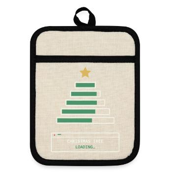 Christmas Tree Loading - Topflappen mit Gummirückseite - Leinen/Schwarz  - Vorne