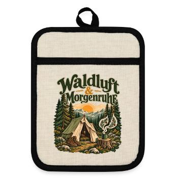 Waldluft & Morgenruhe - Topflappen mit Gummirückseite - Leinen/Schwarz  - Vorne