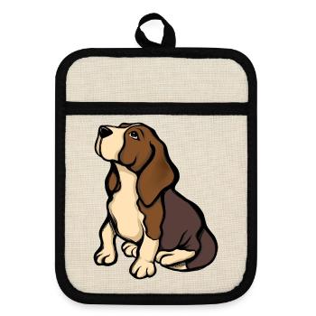 Beagle-Porträt in warmen Tönen - Topflappen mit Gummirückseite - Leinen/Schwarz  - Vorne