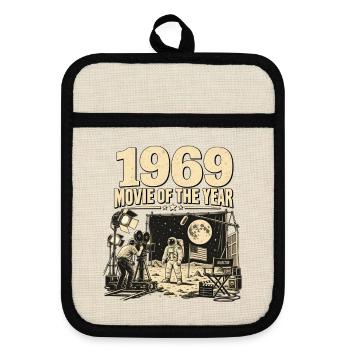 Mondlandungs-Verschwörungstheorie von 1969 - Topflappen mit Gummirückseite - Leinen/Schwarz  - Vorne