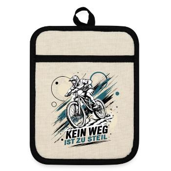 Kein Weg Ist Zu Steil - Topflappen mit Gummirückseite - Leinen/Schwarz  - Vorne