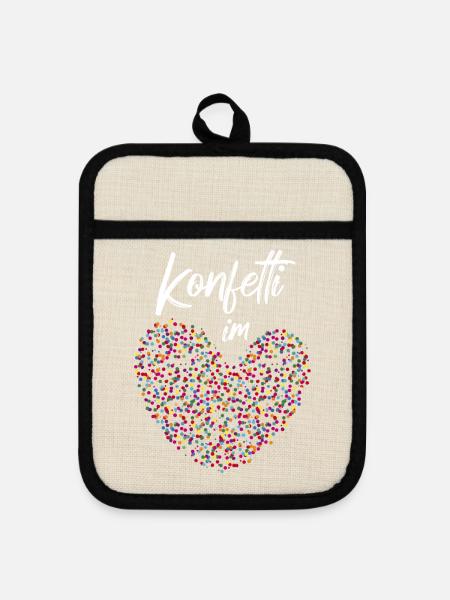 Stimmung Konfetti Fasching Karneval Silvester - Topflappen mit Gummirückseite - Leinen/Schwarz