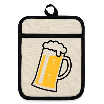 Maßkrug (bière / chope / verre à bière / R /// 2C) - Maniques avec dos en caoutchouc - lin/noir  - Devant