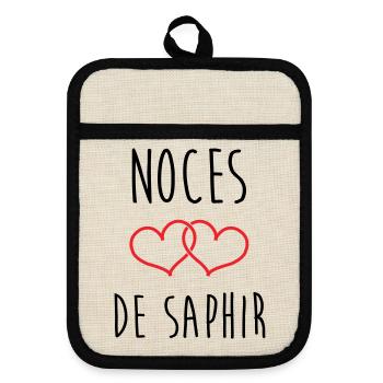 Sapphire Wedding 16 Years of Marriage - Pot holders with rubber back - linen/black  - Front