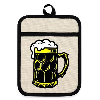 Beer Mug Symbol Booze - Pot holders with rubber back - linen/black  - Front