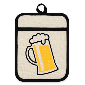 Maßkrug (beer / beer mug / beer glass / R /\/ 2C) - Pot holders with rubber back - linen/black  - Front
