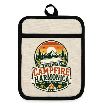 Instrument : Harmonica, Musique de feu de camp, Harmonica - Maniques avec dos en caoutchouc - lin/noir  - Devant