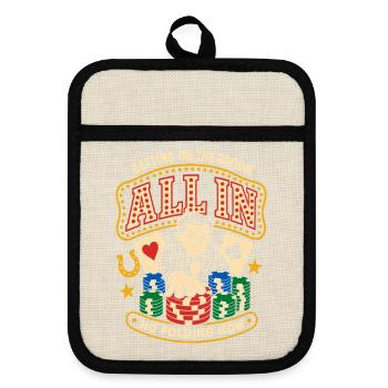 All In Poker und Casino - Topflappen mit Gummirückseite - Leinen/Schwarz  - Vorne