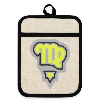 Tierkreis, Stammes-Virgo und Erde - Topflappen mit Gummirückseite - Leinen/Schwarz  - Vorne