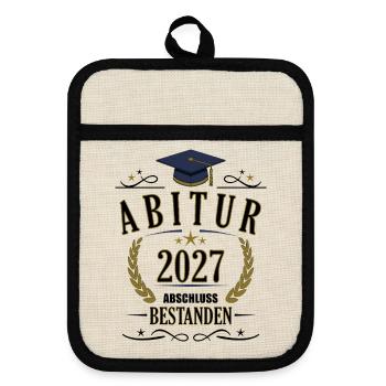 Abitur 2027 - Topflappen mit Gummirückseite - Leinen/Schwarz  - Vorne