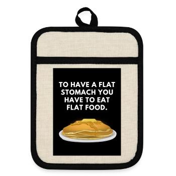 Essen Pankacke, Dicke bauch , Humor - Topflappen mit Gummirückseite - Leinen/Schwarz  - Vorne