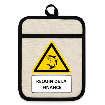 Shark of finance - Pot holders with rubber back - linen/black  - Front