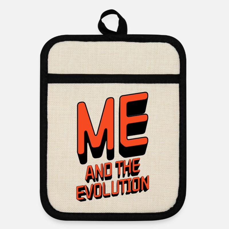 Me and the Evolution - Pot holders with rubber back - linen/black