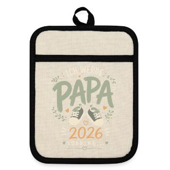 Werdender Vater Ich werde Papa - Topflappen mit Gummirückseite - Leinen/Schwarz  - Vorne