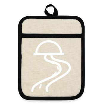 Abstrakte Bogen-Laternen-Linienkunst - Topflappen mit Gummirückseite - Leinen/Schwarz  - Vorne