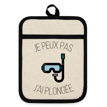 je peux pas j'ai plongée - Maniques avec dos en caoutchouc - lin/noir  - Devant