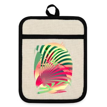 Sun Parrot Summer - Pot holders with rubber back - linen/black  - Front