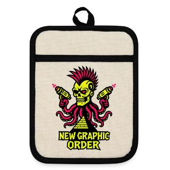 NGO Skull Punk - Pot holders with rubber back - linen/black  - Front