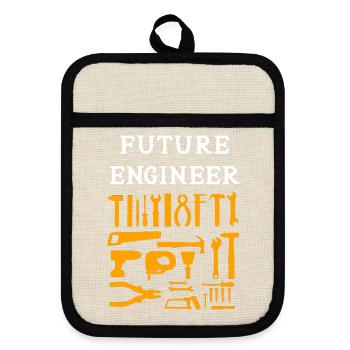 Ingenieur Student - Topflappen mit Gummirückseite - Leinen/Schwarz  - Vorne
