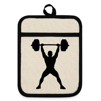 Bodybuilder - Topflappen mit Gummirückseite - Leinen/Schwarz  - Vorne