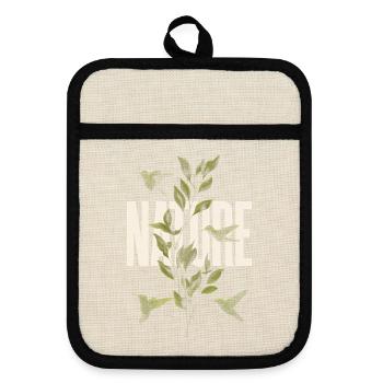 Nature leaves - Topflappen mit Gummirückseite - Leinen/Schwarz  - Vorne