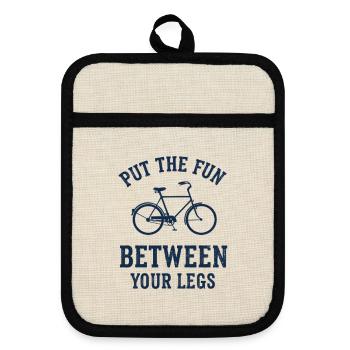 Put the fun... - Topflappen mit Gummirückseite - Leinen/Schwarz  - Vorne
