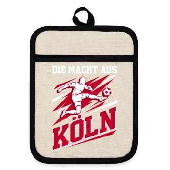 Köln Fußball Spieler - Kicker Fan Motiv - Topflappen mit Gummirückseite - Leinen/Schwarz  - Vorne