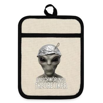 Alien Verschwörungs-Theoretiker - Topflappen mit Gummirückseite - Leinen/Schwarz  - Vorne