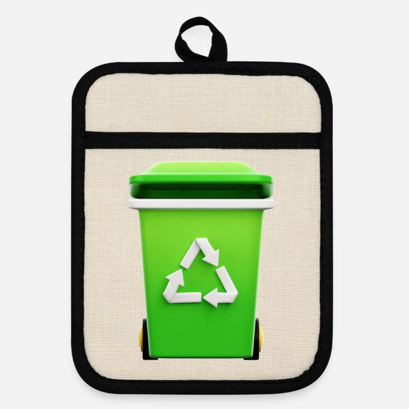 Recycling, bin, selective sorting - Pot holders with rubber back - linen/black 