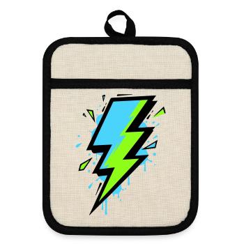 Ray of Modern Electricity - Pot holders with rubber back - linen/black  - Front