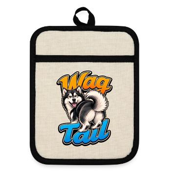 Alaskan Malamute - Topflappen mit Gummirückseite - Leinen/Schwarz  - Vorne