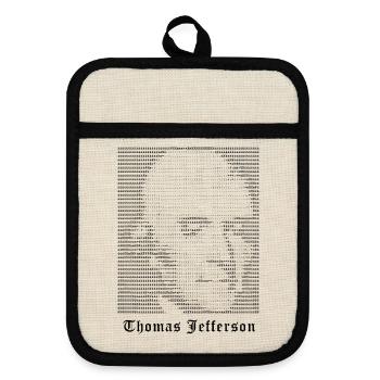 Thomas Jefferson ASCII Kunst - Topflappen mit Gummirückseite - Leinen/Schwarz  - Vorne
