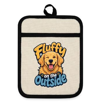 Golden Retriever - Topflappen mit Gummirückseite - Leinen/Schwarz  - Vorne