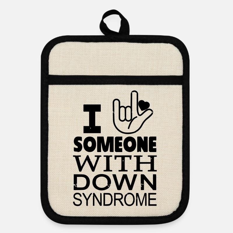 Down syndrome lovers - Pot holders with rubber back - linen/black