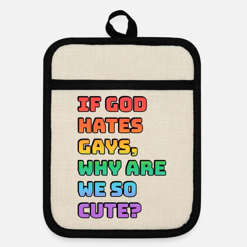 Süßes Pride Regenbogen-Tee - Topflappen mit Gummirückseite - Leinen/Schwarz 