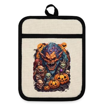 Halloween Monster  - Topflappen mit Gummirückseite - Leinen/Schwarz  - Vorne