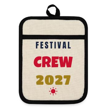 Festival Crew 2027 Squad Gruppe Outfit - Topflappen mit Gummirückseite - Leinen/Schwarz  - Vorne