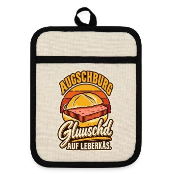 Augschburg Gluuschd Leberkäs - Topflappen mit Gummirückseite - Leinen/Schwarz  - Vorne