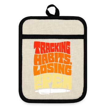 Journaling – Tracking Habits Losing the Pen - Topflappen mit Gummirückseite - Leinen/Schwarz  - Vorne