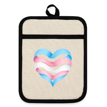 Transgender Herzdesign S1 - Topflappen mit Gummirückseite - Leinen/Schwarz  - Vorne
